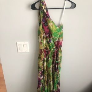 One shoulder floral dress